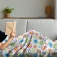 thumbnail image 3 of Modern Soft Flannel Fleece Throw Blanket, Colorful Style Inspired Patterns with Flower Like Images Artwork, Cozy Plush for Indoor and Outdoor Use, 60" x 80", Multicolor, by Ambesonne, 3 of 5