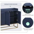 thumbnail image 5 of 47" Modern Storage Cabinet, Console Table Sideboard Buffet Cabinet with 4 Doors & Gold Metal Base, Entryway Cupboard Furniture, Laundry Room Cabinet for Living Room, Dining Room, Kitchen, Navy, 5 of 9