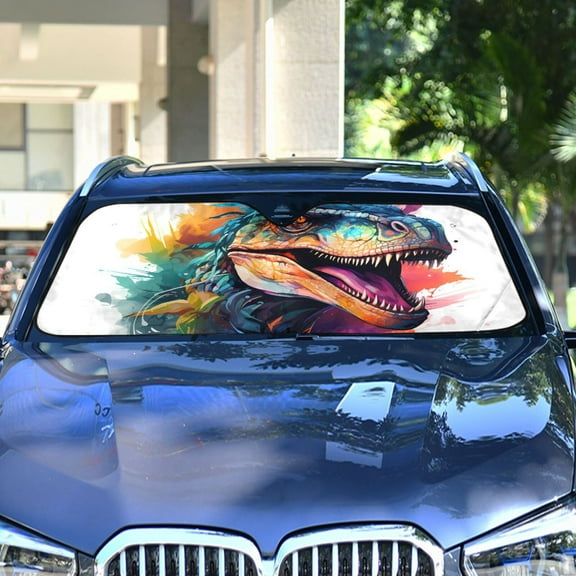 Dinosaur Colorful Automotive Front Car Windshield Sun Shade Reflector Foldable for Front Fit for Cars Truck SUVs