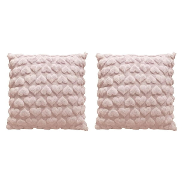 2 fundas de almohada de felpa, cuadradas, para decoración del hogar, 45 x 45 cm Rosa