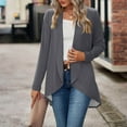 thumbnail image 4 of tarylea Tops for Women Trendy Turn down Collar Irregular Hem Cardigan Long Sleeve Solid Color Tunic Casual Loose Fall Tops, 4 of 8
