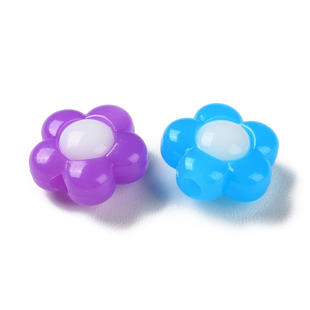Two Tone Opaque Acrylic Beads Imitation Jelly Flower 16x16x9mm Hole: 2.8mm about 458pcs/500g