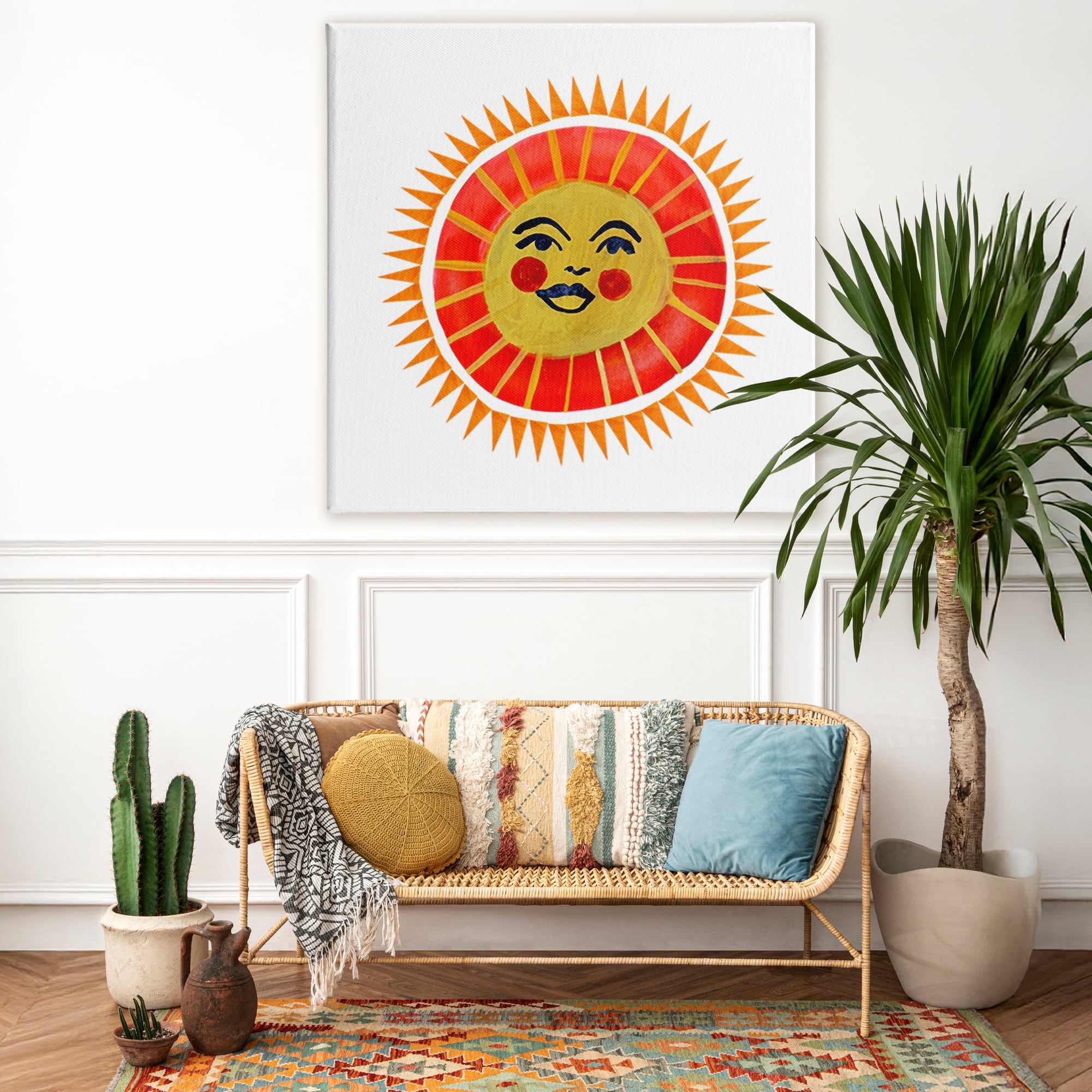 Stupell Industries Cheerful Boho Sun Canvas Wall Art, design by Katherine Herrell Studio