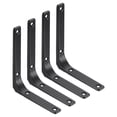 thumbnail image 1 of Uxcell 4Pcs Soportes de Estante Flotante, Soportes de Estante de Pared de Alta Resistencia de 5 x 6 Pulgadas, Soportes de Ángulo de Acero para Estantes de Madera, Armarios, Soporte de Encimera, Negro, 1 of 6
