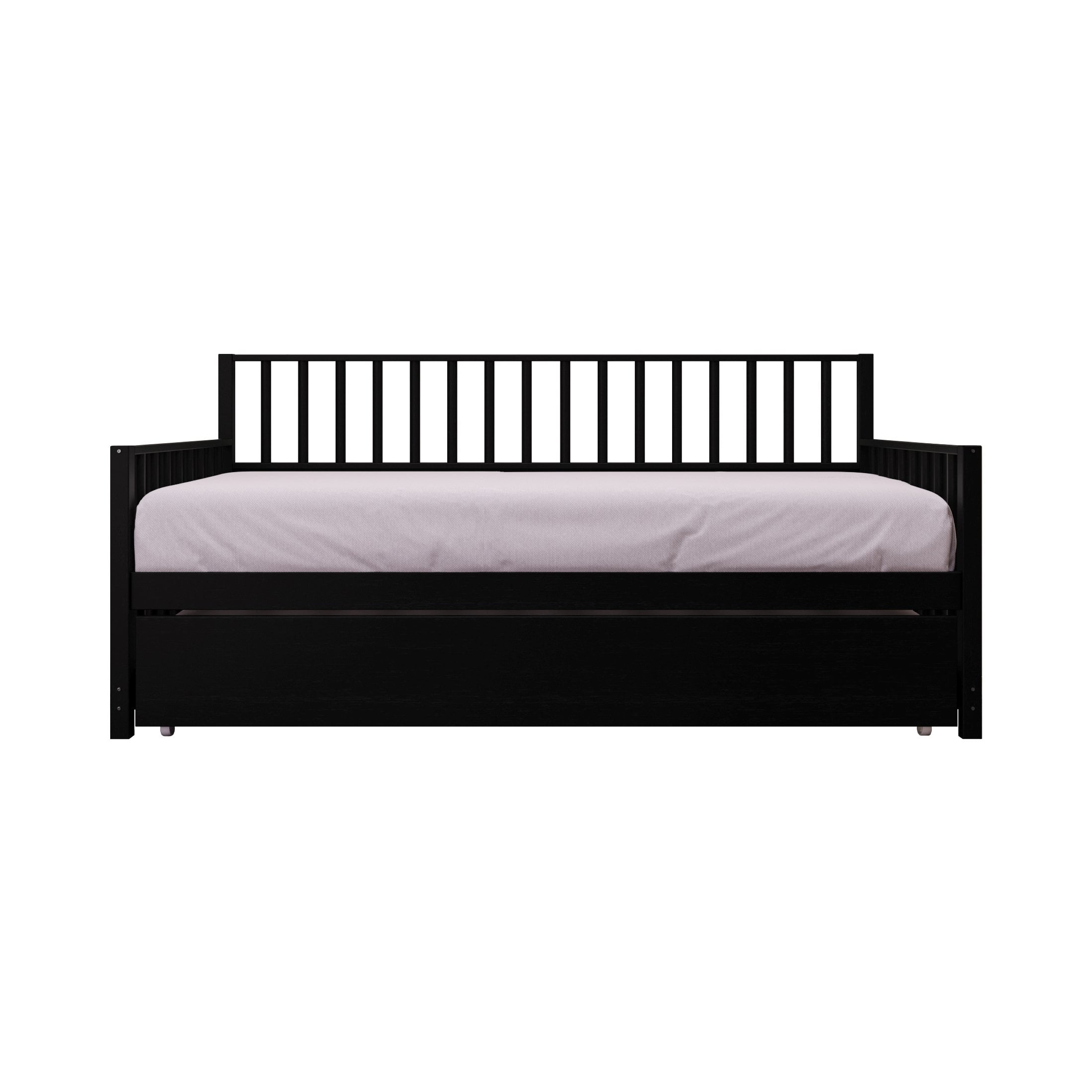 Castle Place Vintage Wood Twin Daybed with Trundle, Black