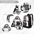 thumbnail image 3 of Kuiaobaty Cat Stars Print Clear Backpack and Lunch Bag Set for Girls Rocket Planet Print Bookbag and Pencil Case with Zipper Heavy Duty Backpack with Lunch Box for School, Black, 3 of 5