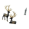 thumbnail image 5 of Dualoai Reindeer Elk Resin Sculpture and Guan Yin Stone Ornament Artwork Collection Deer Figurine Feng Shui Chinese Female Buddha Statue for Cabinet Tabletop Wedding Housewarming Desk, 5 of 8