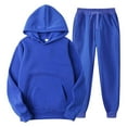 thumbnail image 5 of Toddler Boys Girls 2 Piece Sweatsuit Hooded Sweatshirt and Jogger Sweatpants Solid Kids Tracksuit Set Royal Blue, 10-11Y, 5 of 6