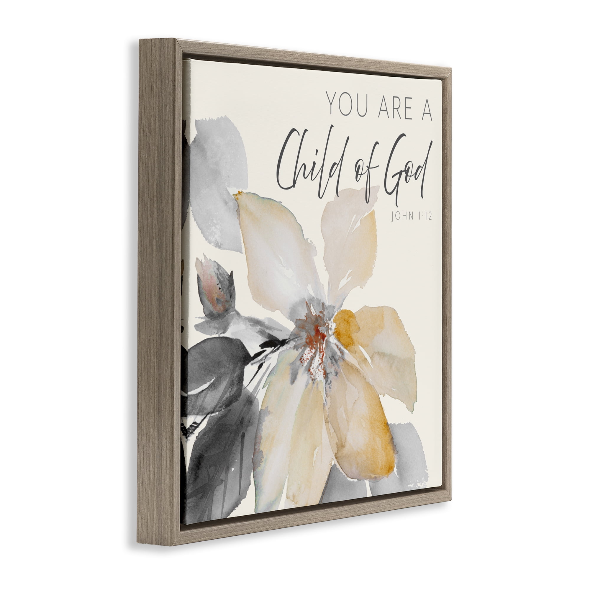 Stupell Industries Child Of God Flower Brown Framed Floater Canvas Wall Art, design by Lanie Loreth