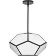 thumbnail image 5 of Progress Lighting Latham 3-Light Semi-Flush Mount, Matte Black, White Art Glass, 5 of 13