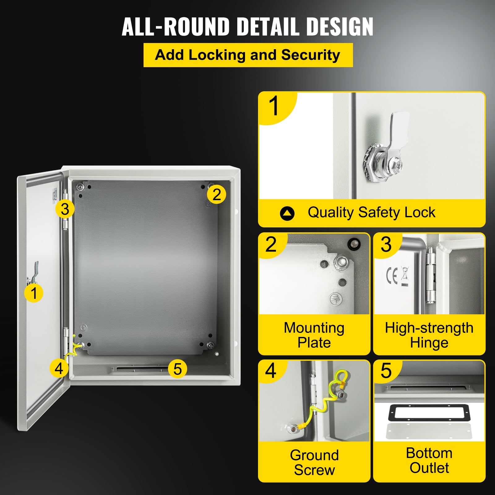 VEVOR NEMA Metal Case, 10 x 8 x 6'' NEMA 4X Metal Electric Enclosure, IP66 Water & Dust Resistant, Suitable for Both Outdoor & Indoor Use, Includes Mounting Plate
