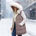 thumbnail image 6 of larppty Long Puffer Vest for Women Reversible Fleece Sherpa Jacket Sleeveless Hooded Zip Up Fur Trim Winter Coat Fall Vests Outerwear (Rose Gold, XXL), 6 of 9