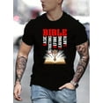 thumbnail image 1 of [Learning Bible Print Tee] Casual Learning Bible and Cross Print T Shirt - Short Sleeve Crew Neck Tees For Men - Summer Spring Fall Tops As Gifts, 1 of 7