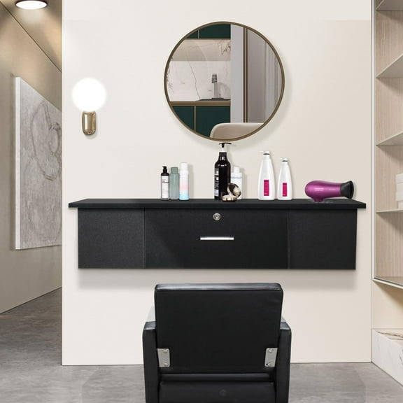 Ktaxon Wall Mount Barber Station, Salon Styling Station, Hair Styling Beauty Spa Locking Cabinet