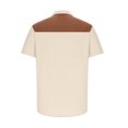 thumbnail image 4 of Ecqkame Summer Shirts for Men Vintage Color Block Button Down Lightweight Tops Casual Loose Short Sleeve Beach Shirts Beige-B L, 4 of 5