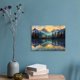 thumbnail image 4 of Imagen de fondo decorativo mural con montañas azules al agua y atardecer dorado, impresión de cartel paisajístico, adecuado para oficinas y dormitorios, tamaño en marco pequeño, 4 of 6