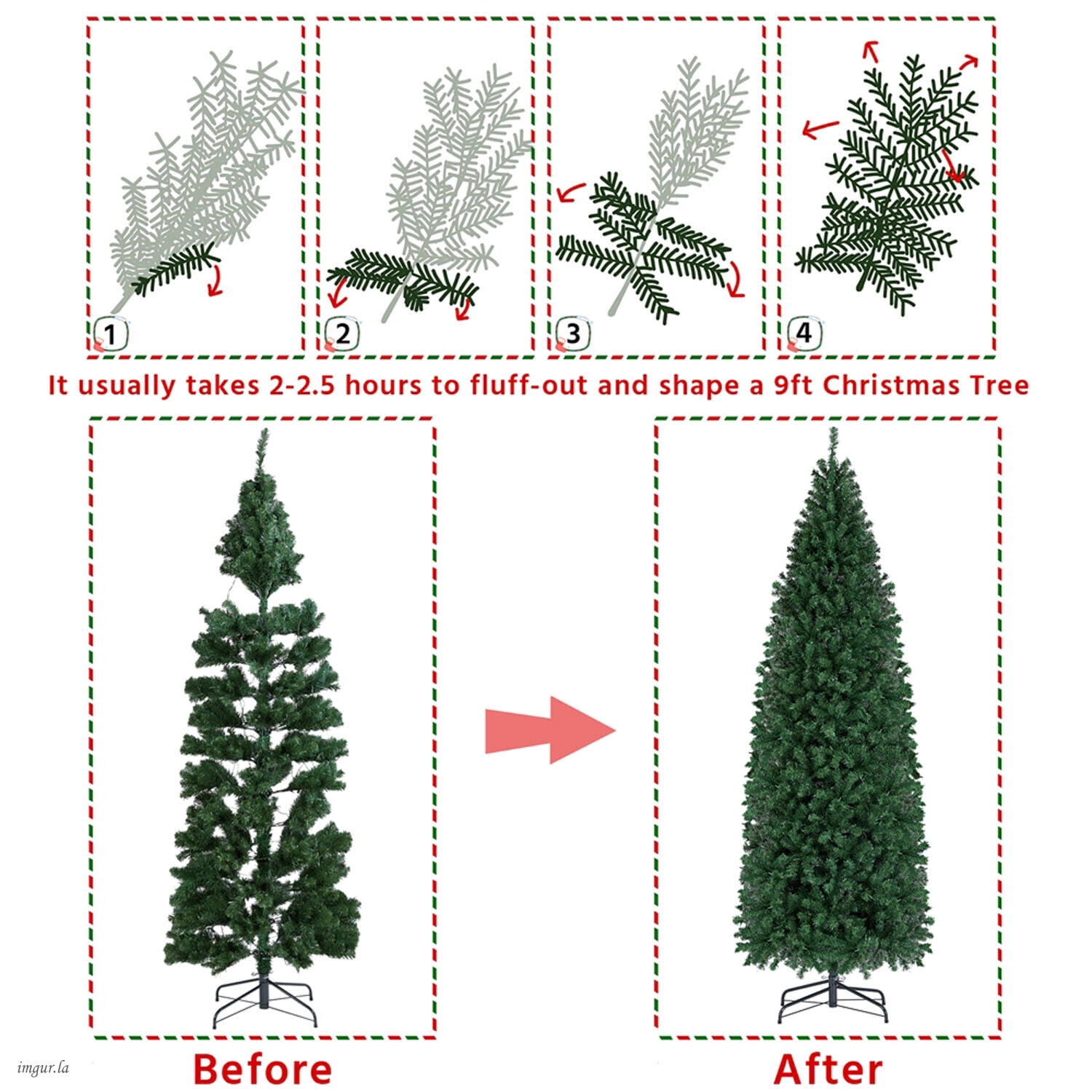 Alden Design 9FT Pre-lit Pencil Artificial Christmas Tree with Stand and 500 LED Lights,Green
