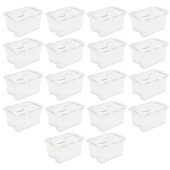 Sterilite Boîte de Rangement Empilable en Plastique avec Couvercle Charnière 48 Qt, 18 Pack