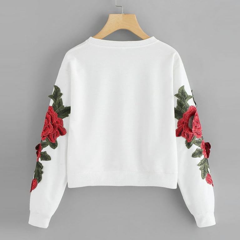 Rose embroidered sweatshirt sale