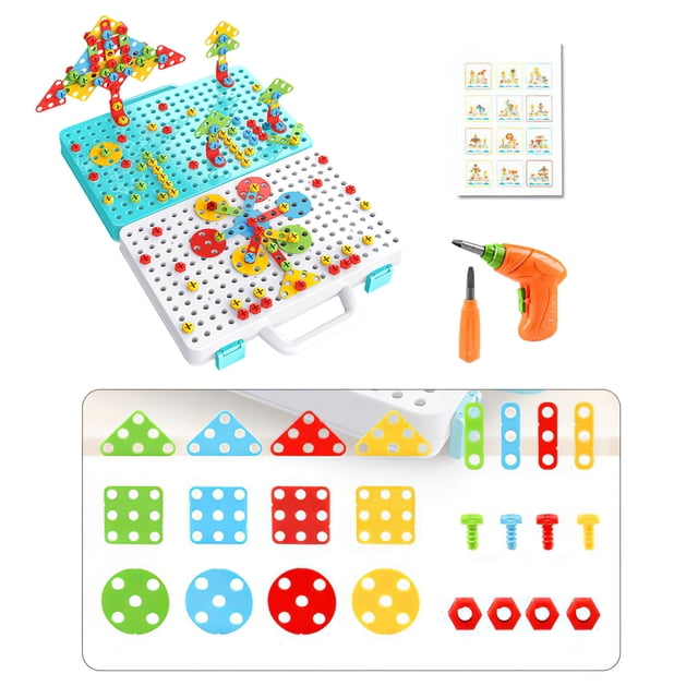 Taladro Eléctrico Y Manual Diy, Juego Educativo, Bloques De Construcción 3D, Juguetes De Construcción, Regalo Para Niños Y Niñas sonducket FN003278-03