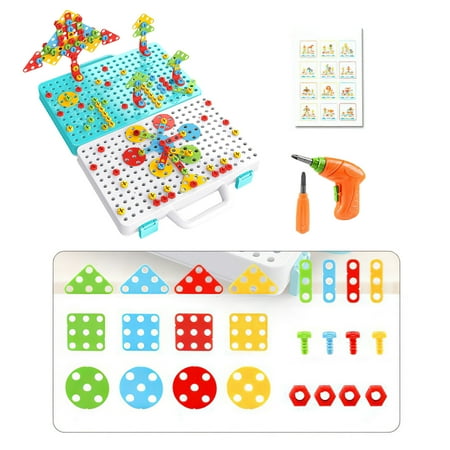

1111Fourone Electric & Manual DIY Drill Educational Set 3D Building Blocks Construction Toys Gift For Boys Girls