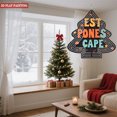 thumbnail image 2 of Vibrant Metal Hanging Christmas Tree Wind Spinner - Colorful ' EST ONE CAPE ' Design with Layered White Lines for Festive Yard Decor, 2 of 7
