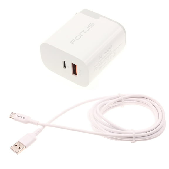 36W PD Home Charger Fast Type-C 6ft Long Cable USB-C Power Cord QC3.0 Adapter Wall AC Plug J5N for T-Mobile REVVL 5G 4 Plus - TCL 10L, Signa, 10 Pro 5G UW - Xiaomi Redmi Note 7, Mi Mix 2 9T 9