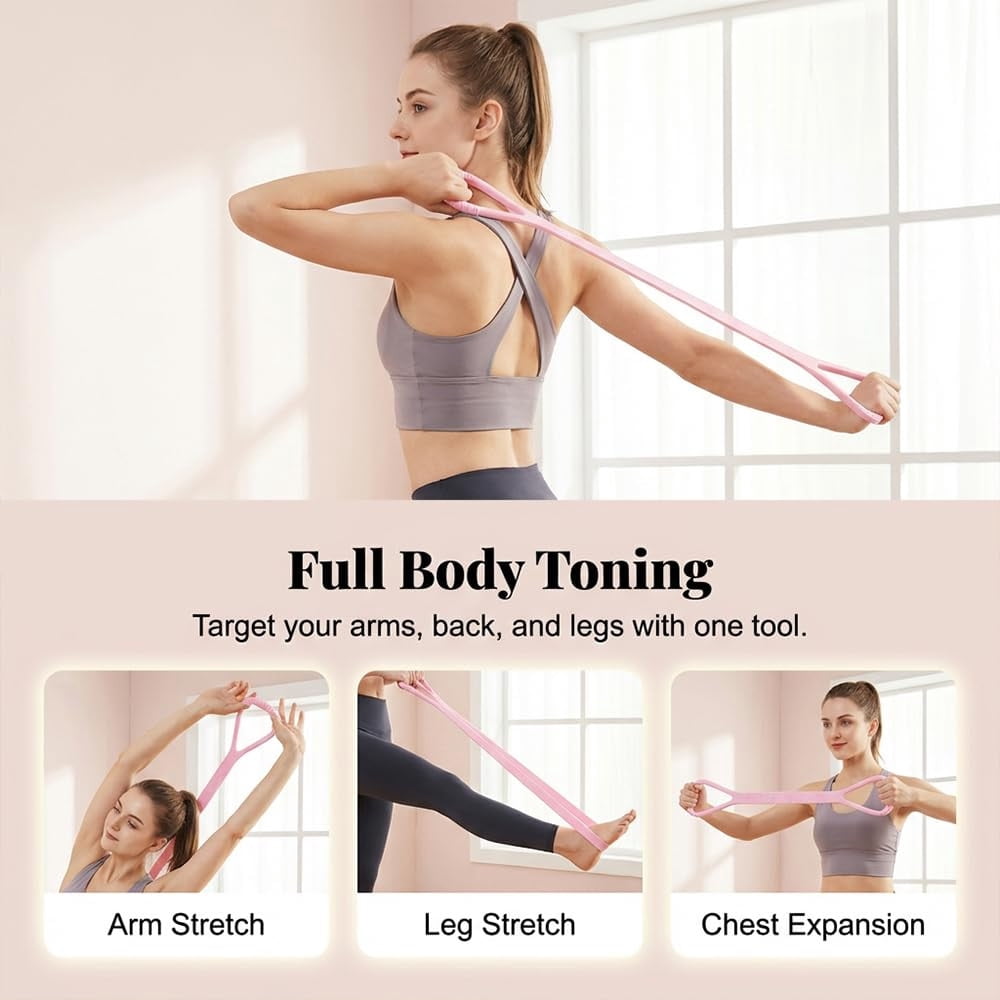 Djiypn 2026 New Figure 8 Resistance Band with Handles, Elastic Bands for Working Out,Arm,Back,Shoulder Training Elastic Ropes,Exercise Equipment for Yoga, Pilates,Physical Therapy Stretching