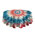thumbnail image 5 of Red Blue Tie Dye Flower Round Tablecloth 60"x60",Wrinkle Wipeable Table Cloth for Kitchen Dining Room Picnic Patio Party, 5 of 6
