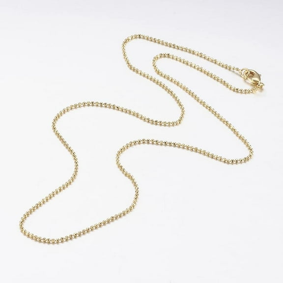 1pc Brass Ball Chain Necklaces with Lobster Claw Clasps golden 17.5 inch(44.5cm)