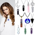 thumbnail image 1 of Lieonvis Juego de 10 Collares de Cristal, Collar con Colgante de Cristal, Collar de Mal de Ojo, Joyería de Sol y Luna de Moda Vintage, Collar de Cornalina con Corazón de Obsidiana y Cuarzo Rosa de Cristal de Amatista para Mujer y Niña, 1 of 10