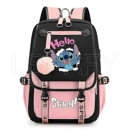 Sac à dos à thème Disney Stitch, sac à dos rechargeable par USB