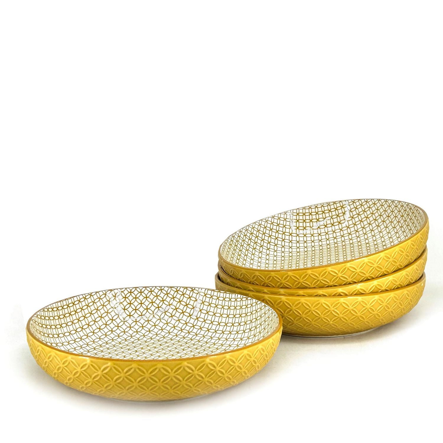 BIA S/4 Textured Shallow Bowls, Yellow
