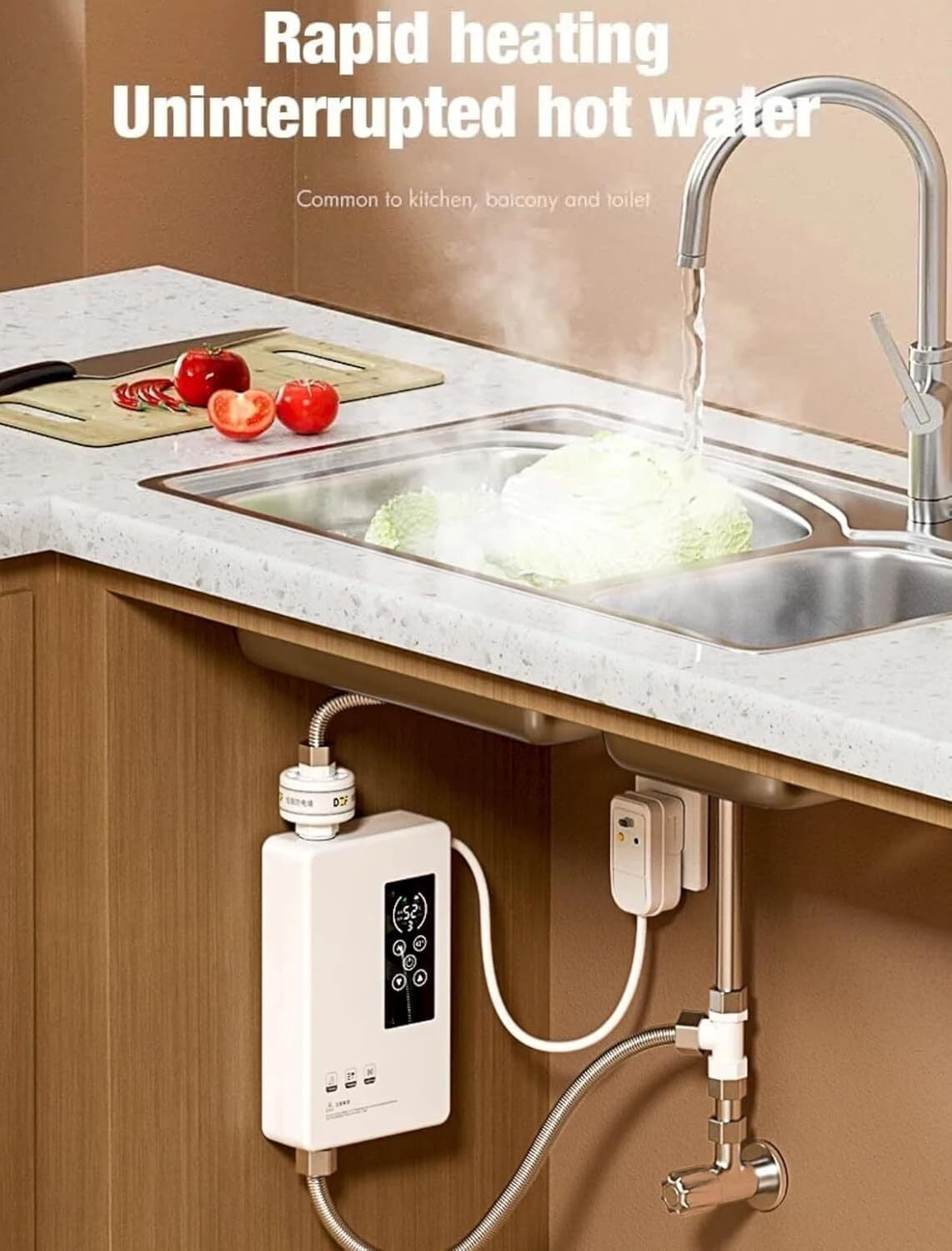 JahyShow Instant Hot Tankless Water Heater Electric Boiler for Shower Bathroom 110V 3400W