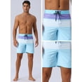 thumbnail image 4 of DARING DIVA Men's Drawstring Waist Pool Beach Striped Swimming Shorts 34 Sky Blue, 4 of 6
