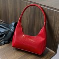 thumbnail image 3 of 3503 Bolso Hombro Mujer Bolso Baguette Con Patrón Piel Bolso Croissant Bolso Cuero Brillante para Axila Bolso (rojo) Rojo, 3 of 9