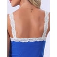 thumbnail image 5 of DARING DIVA Women's 2-Piece Pajama Set Lace Tops Sleeveless Floral Shorts M Blue, 5 of 7