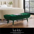 thumbnail image 3 of Krew Bench Green/Gold Velvet 53.2L x 17.7W x 18.5H Upholstered Channel Tufted, 3 of 11