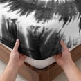 thumbnail image 3 of Full Size Fitted Sheet Set - Black Gray Ombre 3 Piece Bedding Sets 16" Deep Pocket Fitted Sheet with 2 Pillowcases Retro Abstract Tie-dye Tribal Boho Brushed Microfiber Hotel Luxury Bed Sheets, 3 of 9