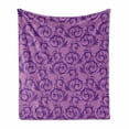 thumbnail image 1 of Vintage Soft Flannel Fleece Throw Blanket, Rococo Style Scroll Pattern with Rich Curls of Antique Foliage Motifs, Cozy Plush for Indoor and Outdoor Use, 50" x 70", Dried Rose and Violet, by Ambesonne, 1 of 6