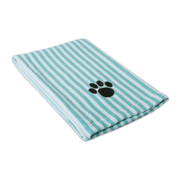 Bone Dry Gray Embroidered Paw Small Pet Towel, 30" L X 15" W X 0.2" H
