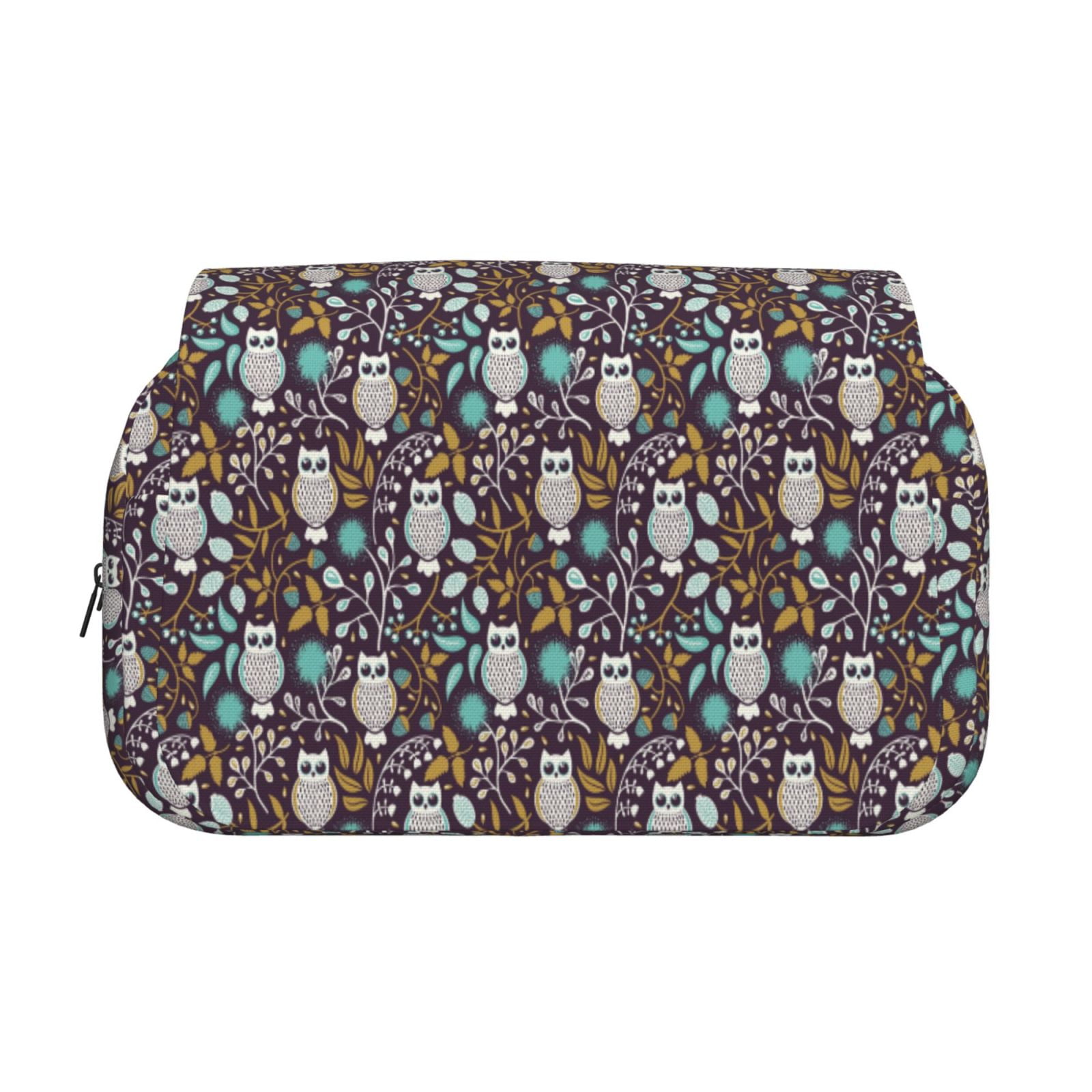 Rateoe Forest Cute Owl Pattern Double Clamshell Pen Case, Storage Organizer with Two Zipper Compartments– Holds Up to 50 Pencils & Pens