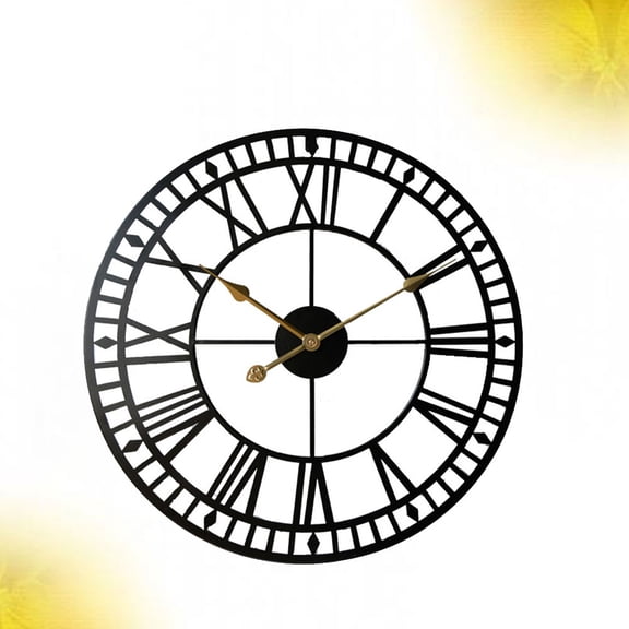 NICEXMAS 1Pc Black Wall Hanging Clock Iron Art Silent Sweep for Room Decoration