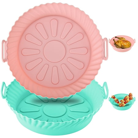 

Petsta 2 Pcs Air Fryer Silicone Pot Liners Round Food Safe Non Stick Air Fryer Basket Oven Accessories Reusable Replacement of Flammable Parchment Liner Paper Fits 3.6 To 6.8QT Air Fryer