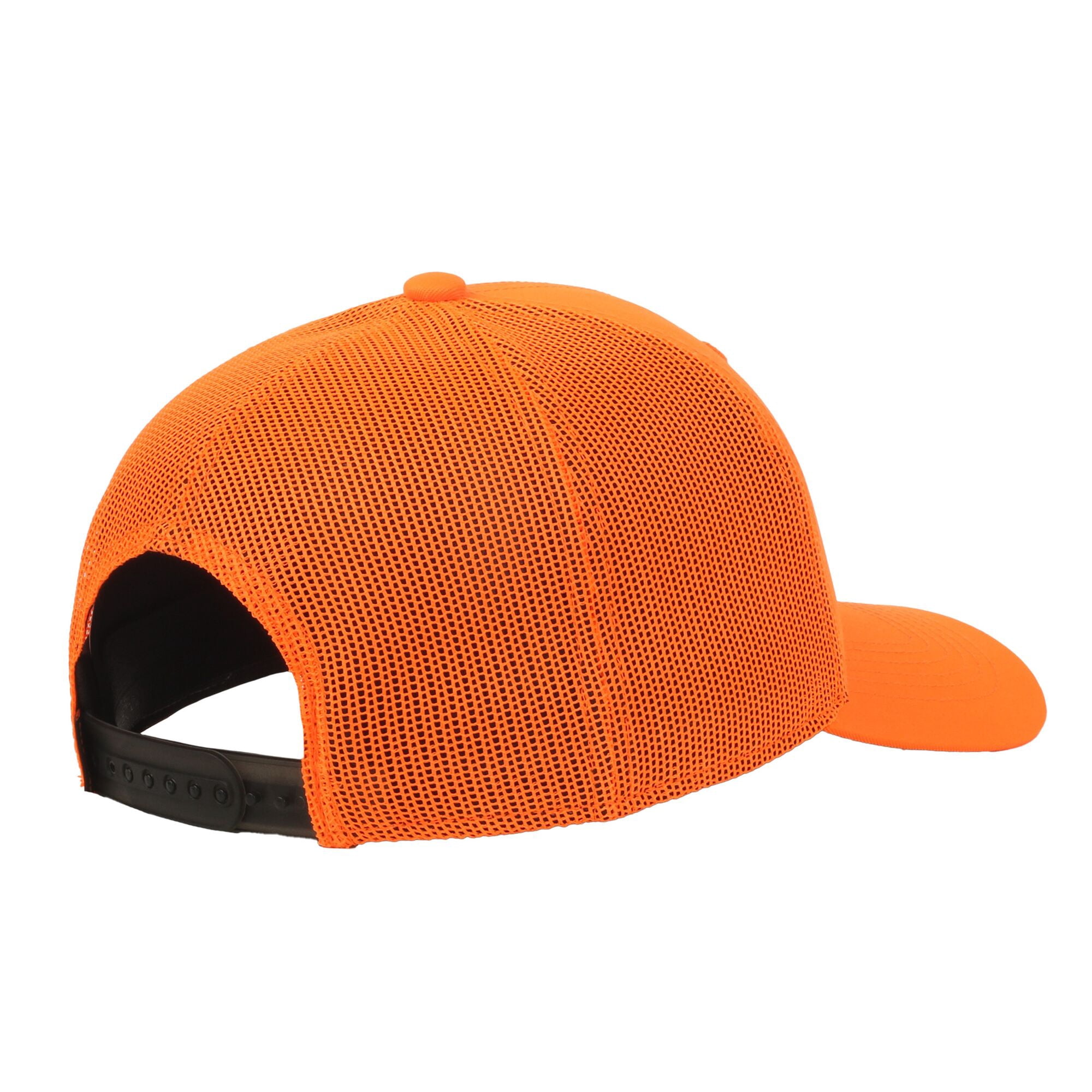 Mossy Oak Structured 6-Panel Trucker Hat – Blaze Orange High-Density Patch Logo Meshback Cap, One Size