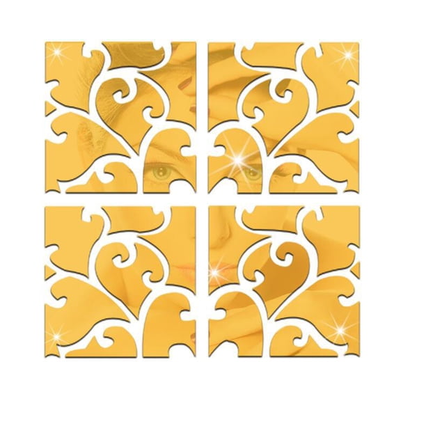 Pegatinas de pared con espejo y patrón de decoración del hogar, pegatinas de pared con espejo de maquillaje para la mesita de noche de la habitación de la boda