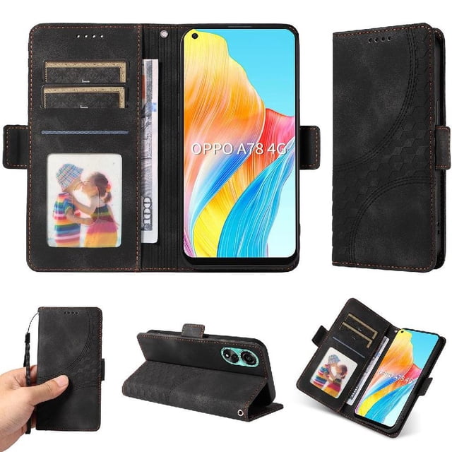 Funda GANGXUN para OPPO A78 4G con diseño acolchado elegante, cuero PU, protección total y ajuste preciso