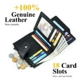 thumbnail image 3 of SCHLATUM Mens Leather Wallet Bifold RFID Blocking Vertical Large Capacity with Zipper Coin Pocket 2 ID Windows 18 Card Slots, Black, 3 of 6