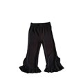 thumbnail image 5 of ZHOGXU Toddler Kids Girls Leggings Elastic Waist Solid Color Ruffle Summer Comfortable Lightweight Slim Fit Pants Trousers For Casual Daily Wear,Black,4-5 Years, 5 of 5
