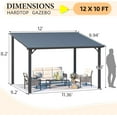 thumbnail image 4 of YODOLLA Gazebo 12 Pieds x 10 Pieds à Toit Rigide, Gazebo d'Extérieur Robuste avec Toit Incliné en Acier Galvanisé, Gazebo Métallique Entièrement Résistant aux Intempéries avec Rayures Verticales pour Patio, Cour Arrière et Pelouses, 4 of 7